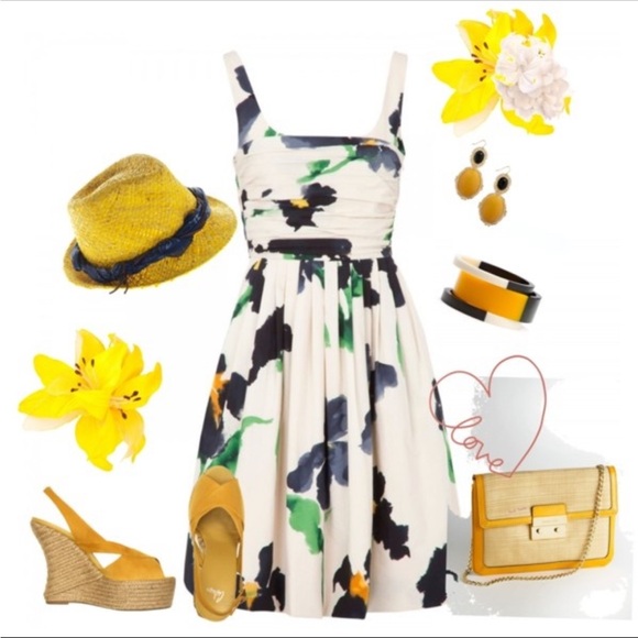 Moschino sleeveless cotton dress with flowers, with bow tie on the back - Picture 7 of 9